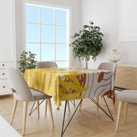 Burkina Faso Tablecloth with Brown White Yellow Abstract Design - Wonder Print Shop