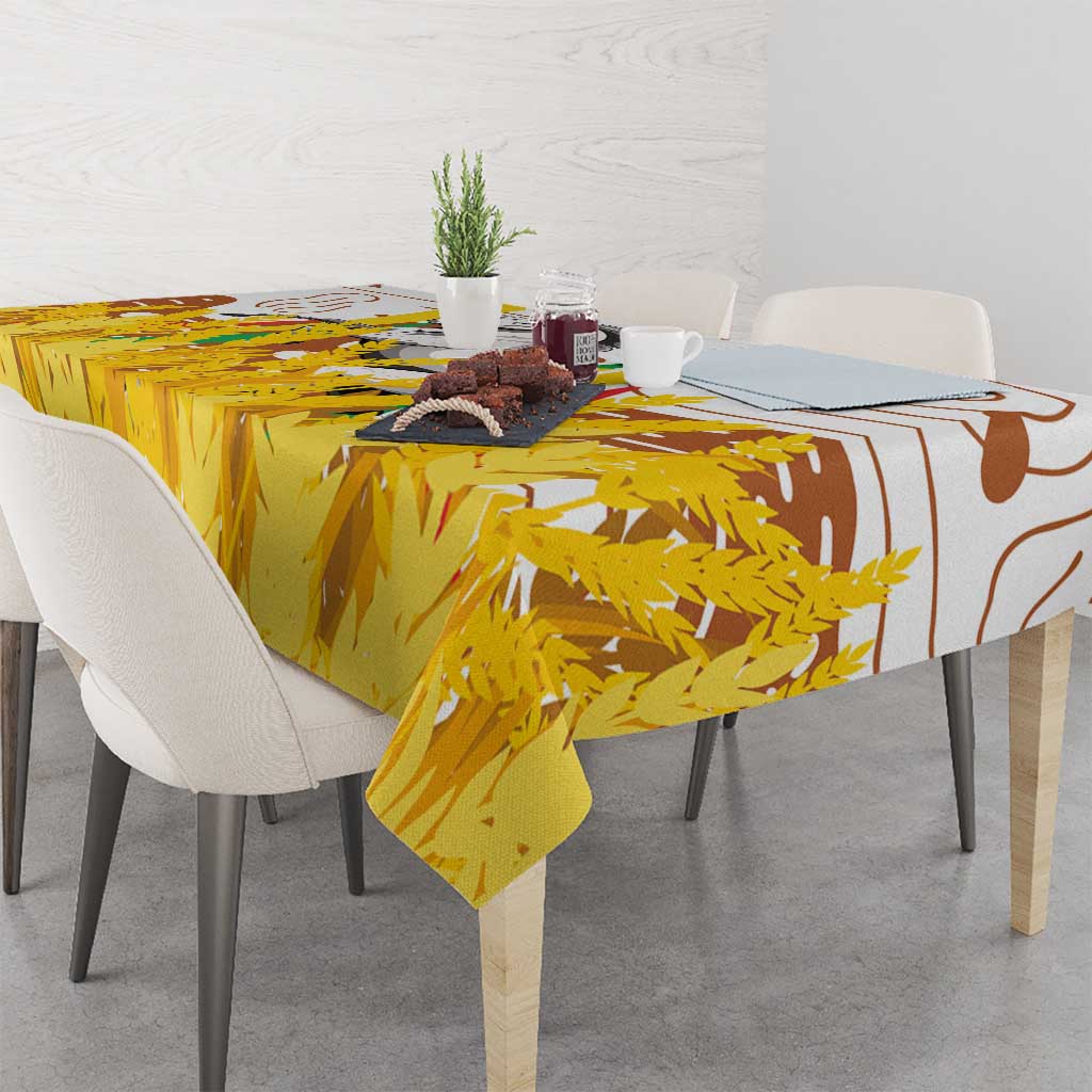 Burkina Faso Tablecloth with Brown White Yellow Abstract Design - Wonder Print Shop