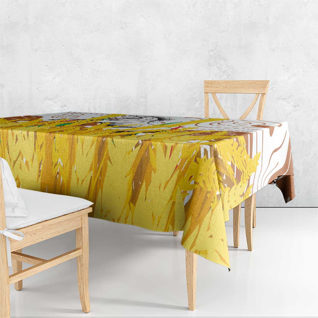 Burkina Faso Tablecloth with Brown White Yellow Abstract Design - Wonder Print Shop
