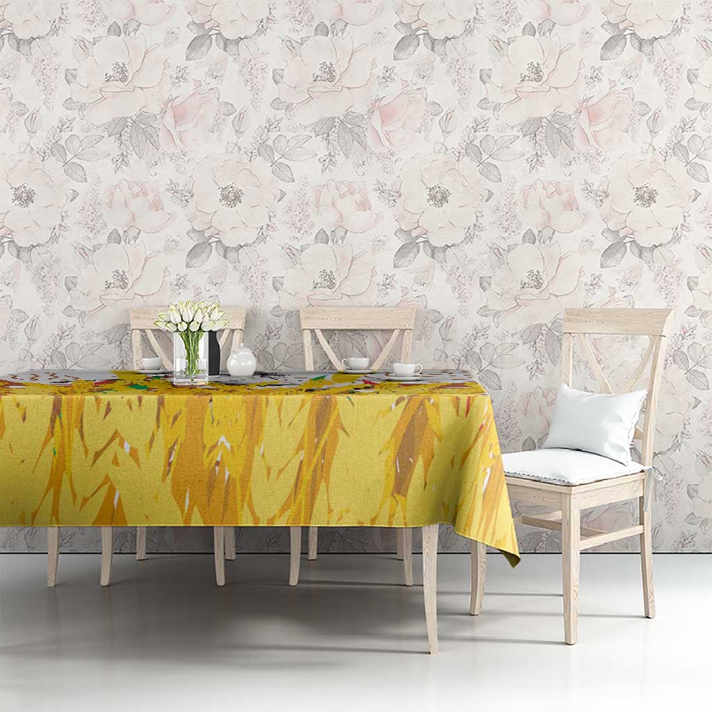 Burkina Faso Tablecloth with Brown White Yellow Abstract Design - Wonder Print Shop