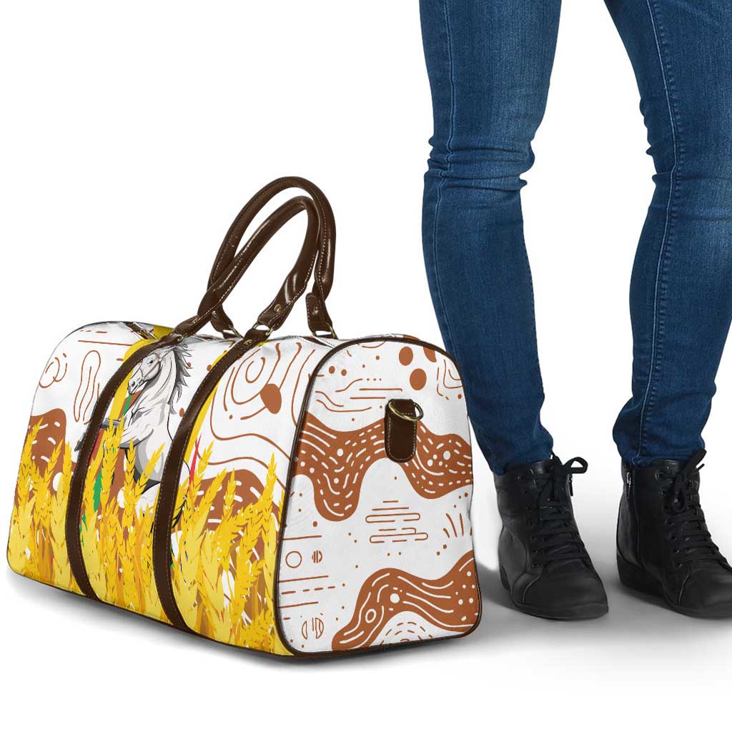 Burkina Faso Travel Bag with Brown White Yellow Abstract Design - Wonder Print Shop