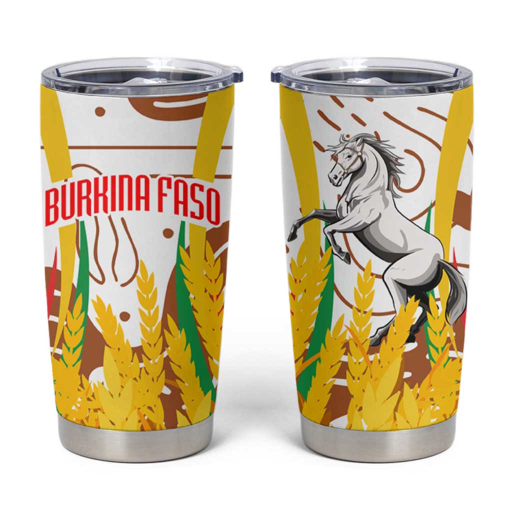 Burkina Faso Tumbler Cup with Brown White Yellow Abstract Design - Wonder Print Shop