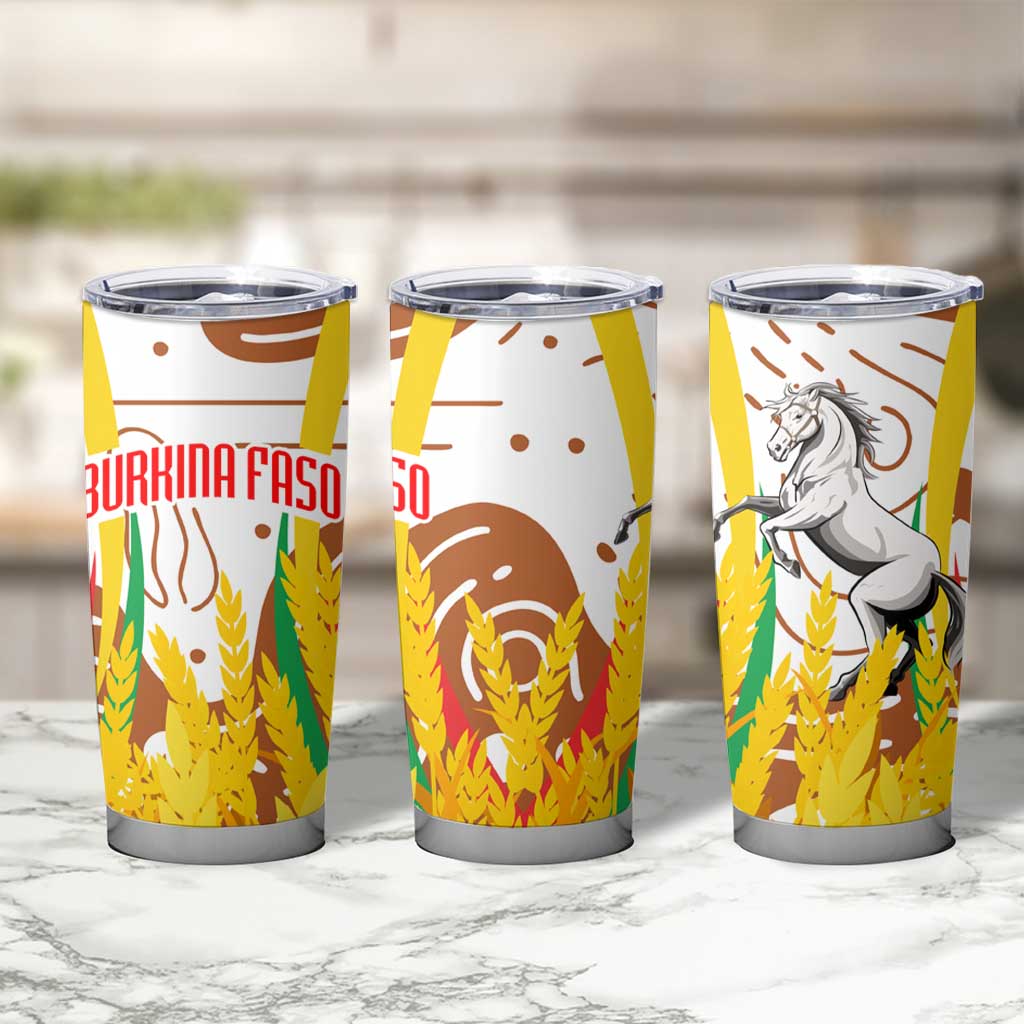 Burkina Faso Tumbler Cup with Brown White Yellow Abstract Design - Wonder Print Shop