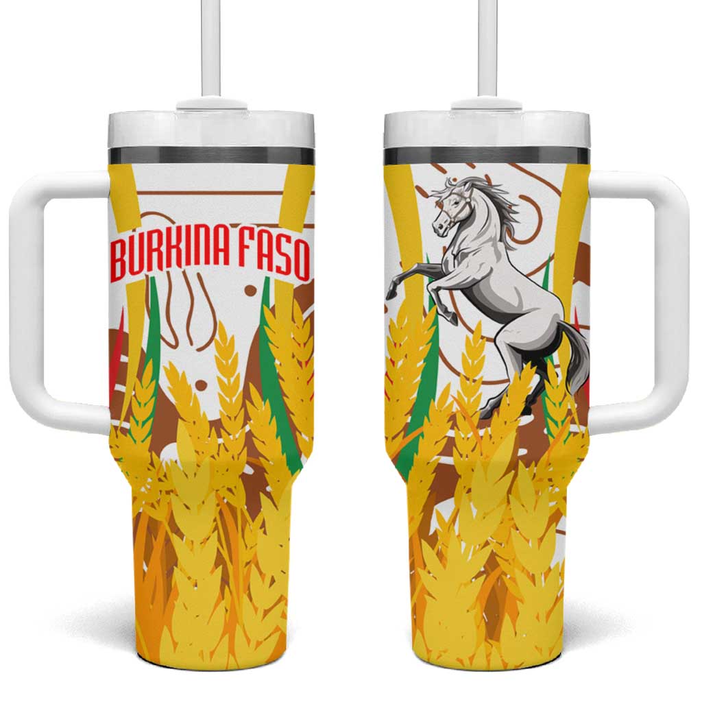 Burkina Faso Tumbler With Handle with Brown White Yellow Abstract Design - Wonder Print Shop