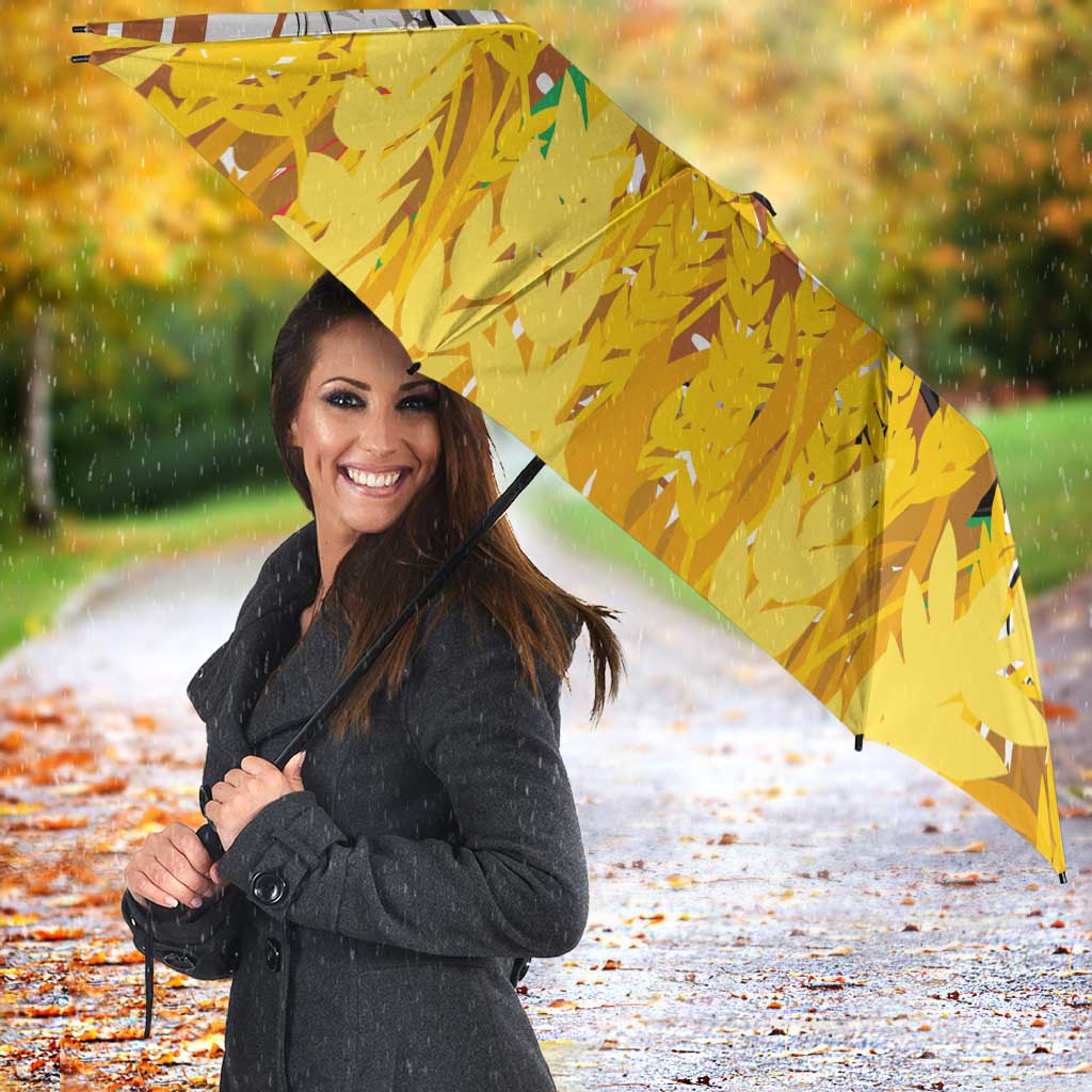 Burkina Faso Umbrella with Brown White Yellow Abstract Design - Wonder Print Shop