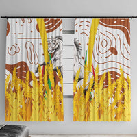 Burkina Faso Window Curtain with Brown White Yellow Abstract Design - Wonder Print Shop