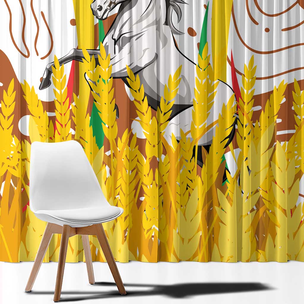 Burkina Faso Window Curtain with Brown White Yellow Abstract Design - Wonder Print Shop