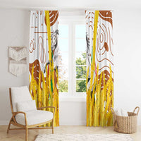 Burkina Faso Window Curtain with Brown White Yellow Abstract Design - Wonder Print Shop