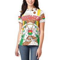 Burkina Faso Women Polo Shirt with Brown White Yellow Abstract Design - Wonder Print Shop