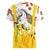 Burkina Faso Women V-Neck T-Shirt with Brown White Yellow Abstract Design - Wonder Print Shop