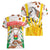 Burkina Faso Women V-Neck T-Shirt with Brown White Yellow Abstract Design - Wonder Print Shop