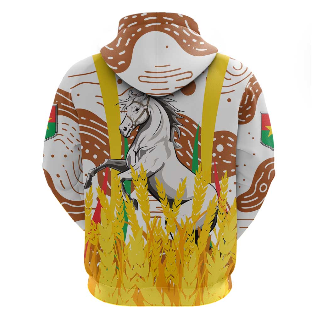 Burkina Faso Zip Hoodie with Brown White Yellow Abstract Design - Wonder Print Shop