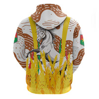 Burkina Faso Zip Hoodie with Brown White Yellow Abstract Design - Wonder Print Shop