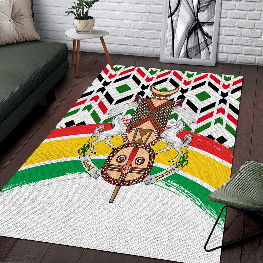 Burkina Faso Area Rug with Red Green Black Geometric Design - Wonder Print Shop