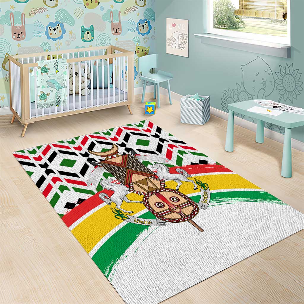 Burkina Faso Area Rug with Red Green Black Geometric Design - Wonder Print Shop