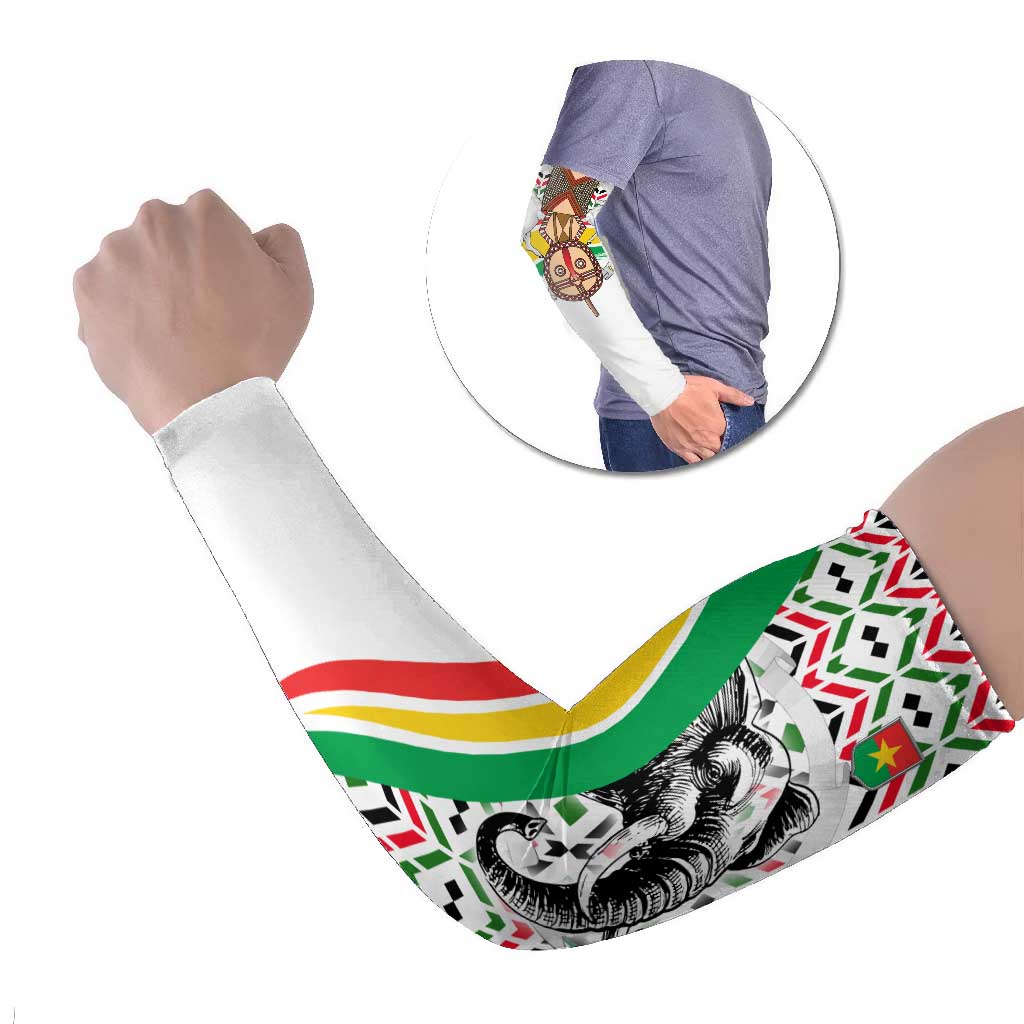 Burkina Faso Arm Sleeves with Red Green Black Geometric Design - Wonder Print Shop
