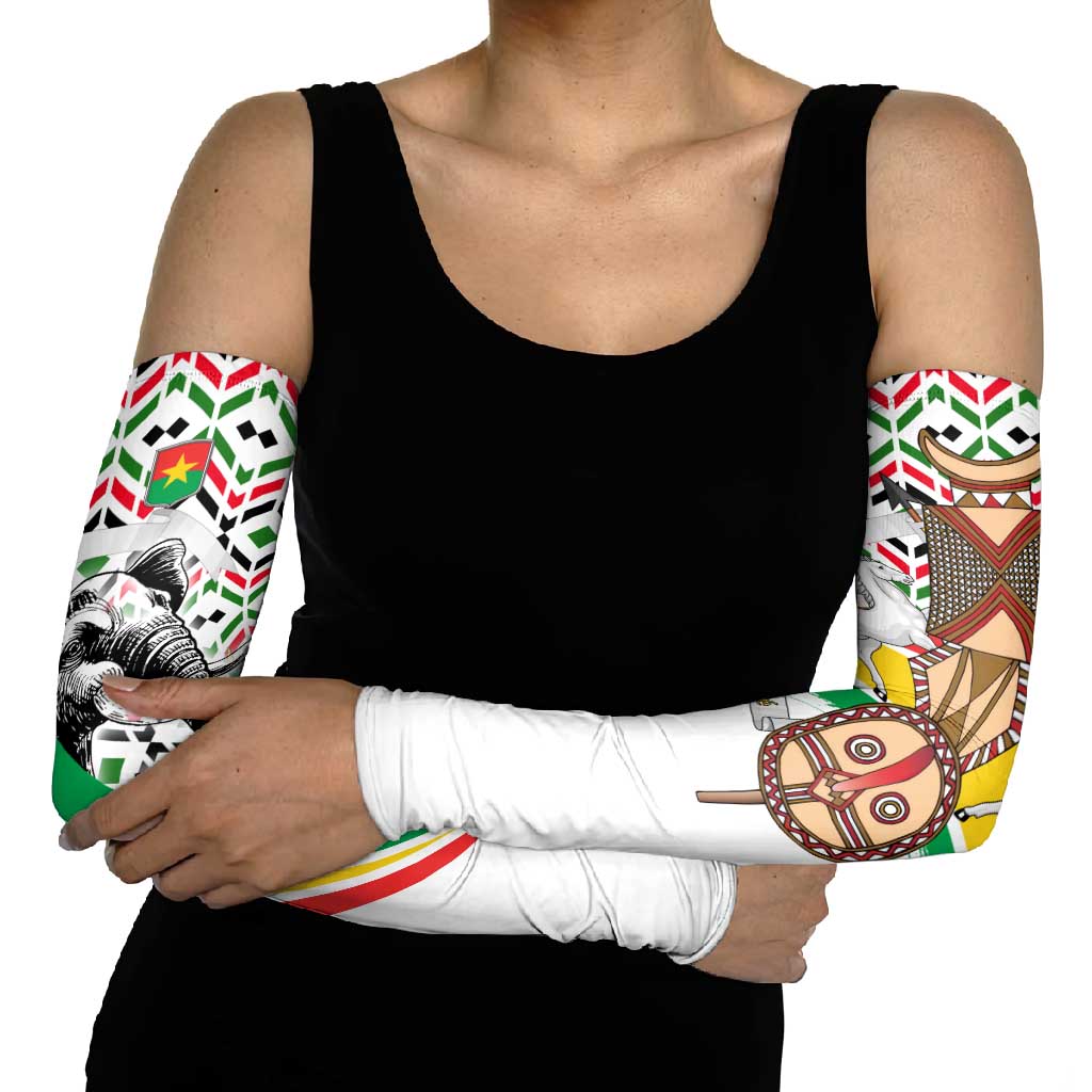 Burkina Faso Arm Sleeves with Red Green Black Geometric Design - Wonder Print Shop