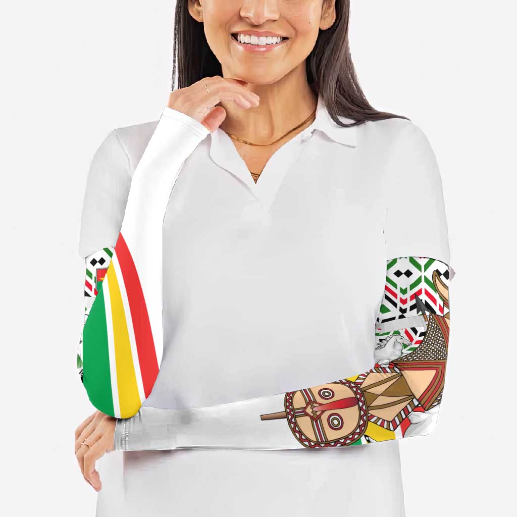Burkina Faso Arm Sleeves with Red Green Black Geometric Design - Wonder Print Shop