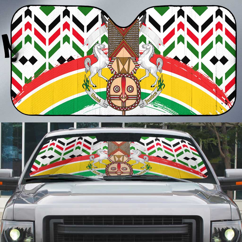 Burkina Faso Auto Sun Shade with Red Green Black Geometric Design - Wonder Print Shop