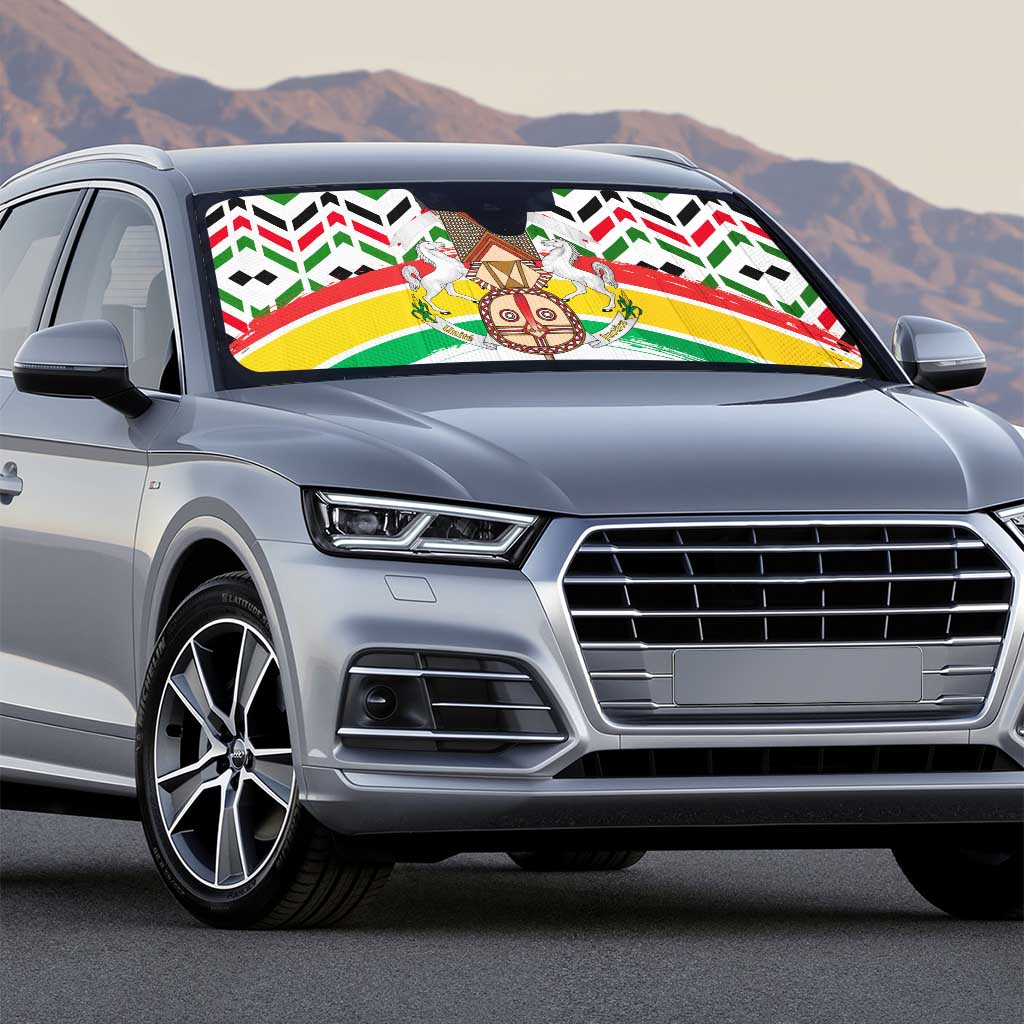 Burkina Faso Auto Sun Shade with Red Green Black Geometric Design - Wonder Print Shop