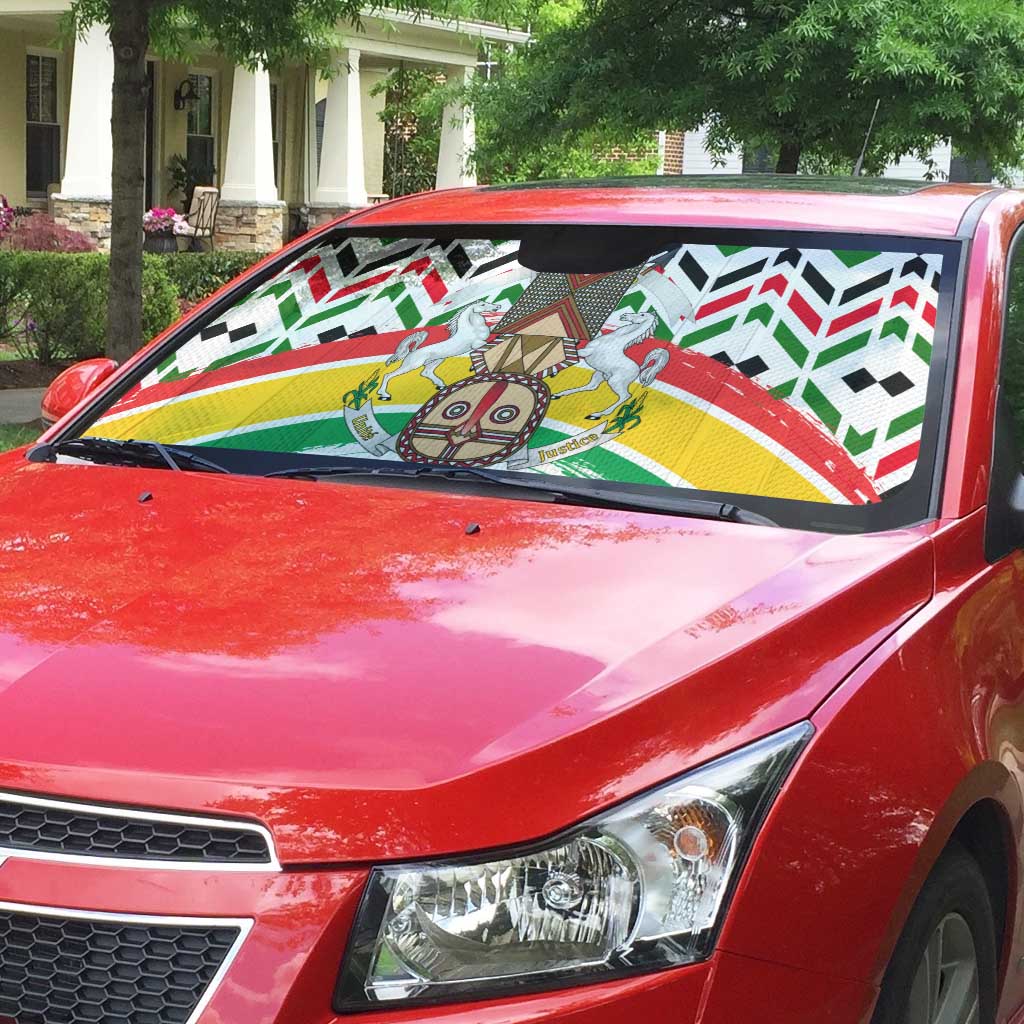 Burkina Faso Auto Sun Shade with Red Green Black Geometric Design - Wonder Print Shop