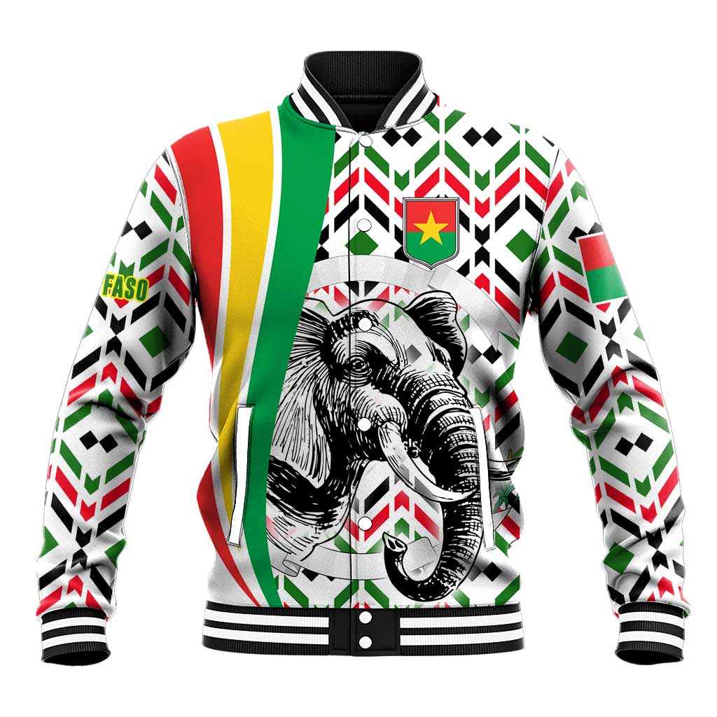 Burkina Faso Baseball Jacket with Red Green Black Geometric Design - Wonder Print Shop