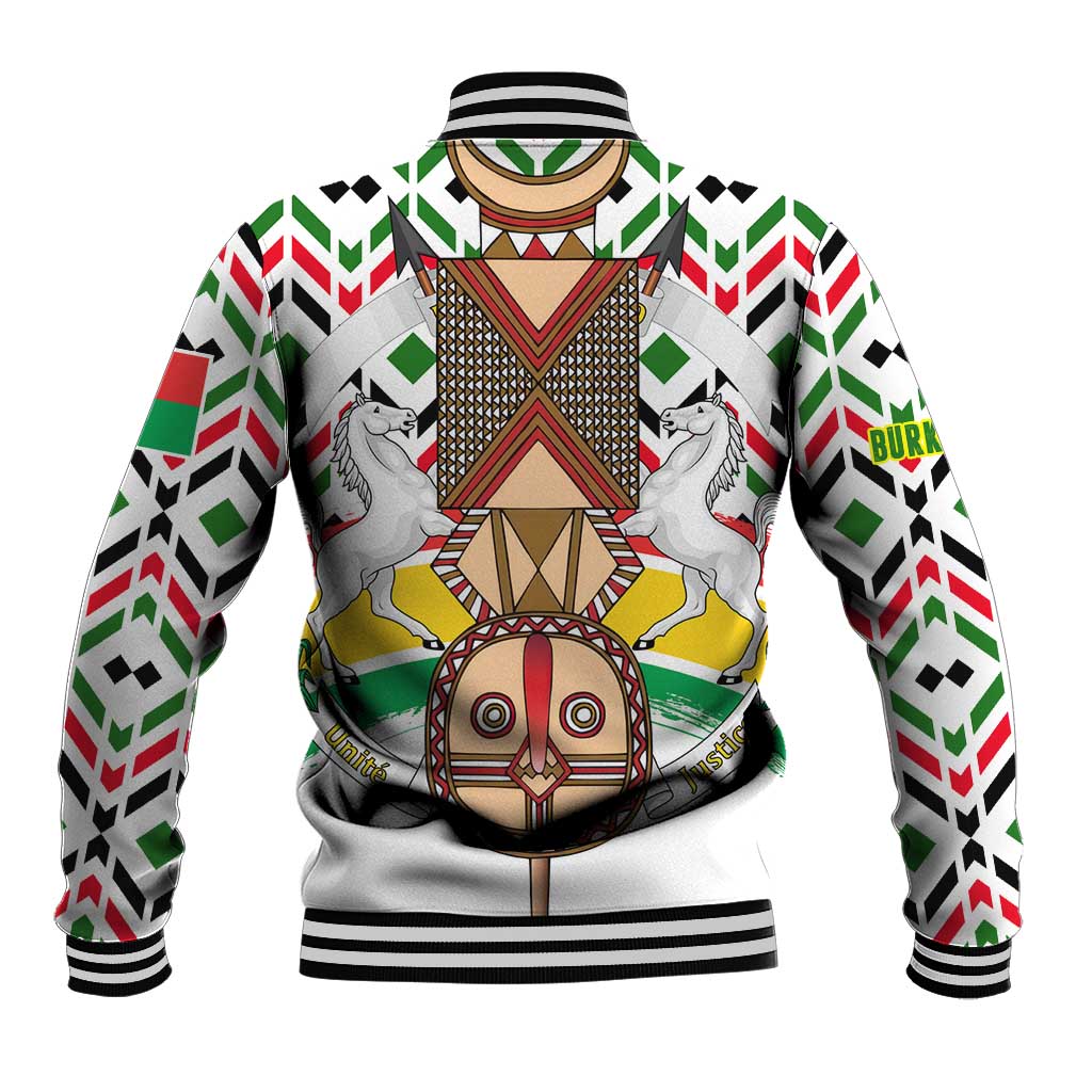 Burkina Faso Baseball Jacket with Red Green Black Geometric Design - Wonder Print Shop