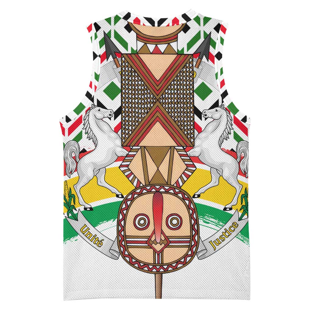 Burkina Faso Basketball Jersey with Red Green Black Geometric Design - Wonder Print Shop