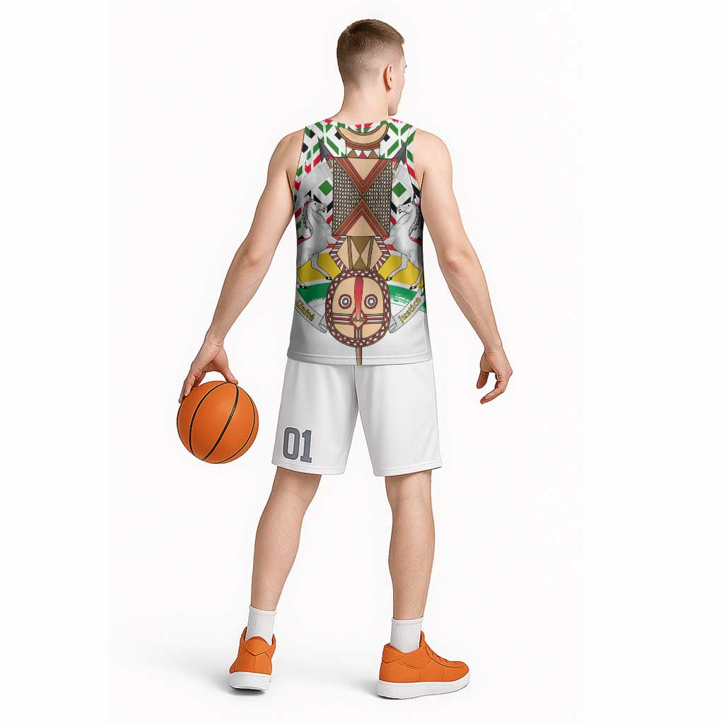 Burkina Faso Basketball Jersey with Red Green Black Geometric Design - Wonder Print Shop