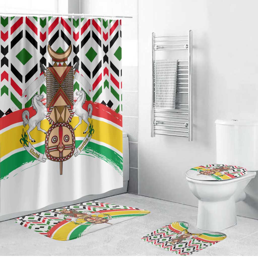 Burkina Faso Bathroom Set with Red Green Black Geometric Design - Wonder Print Shop