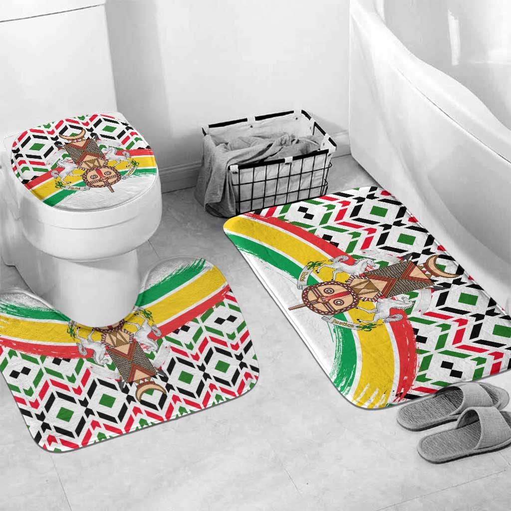 Burkina Faso Bathroom Set with Red Green Black Geometric Design - Wonder Print Shop