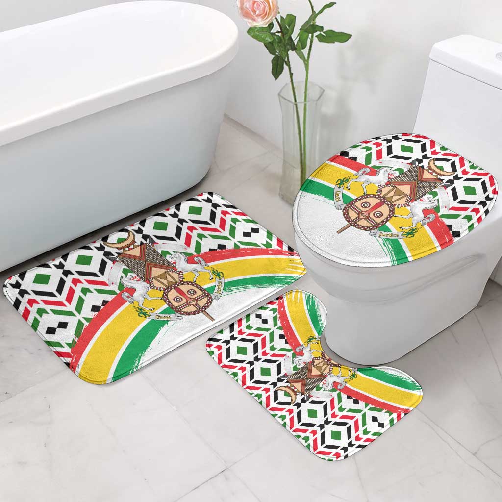 Burkina Faso Bathroom Set with Red Green Black Geometric Design - Wonder Print Shop