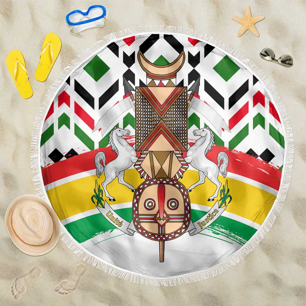 Burkina Faso Beach Blanket with Red Green Black Geometric Design - Wonder Print Shop