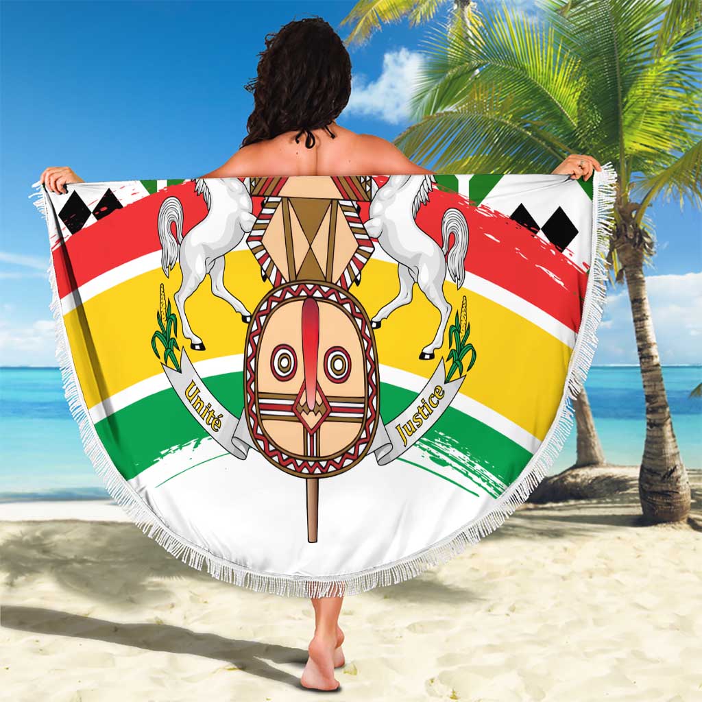 Burkina Faso Beach Blanket with Red Green Black Geometric Design - Wonder Print Shop