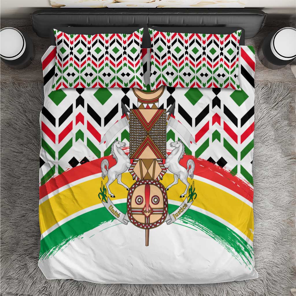 Burkina Faso Bedding Set with Red Green Black Geometric Design - Wonder Print Shop