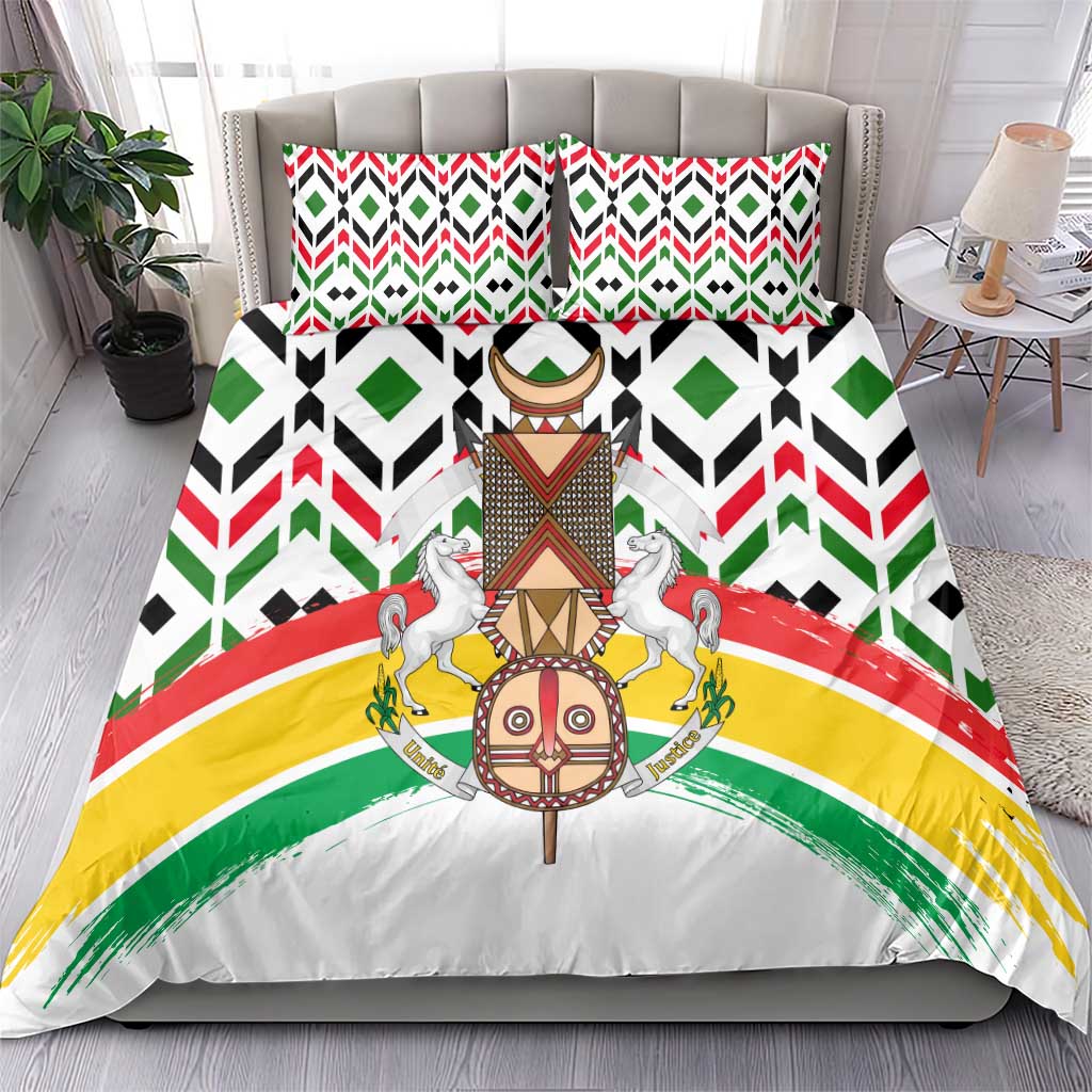 Burkina Faso Bedding Set with Red Green Black Geometric Design - Wonder Print Shop