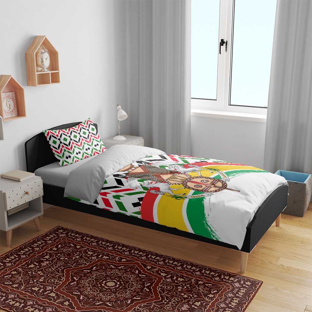 Burkina Faso Bedding Set with Red Green Black Geometric Design - Wonder Print Shop
