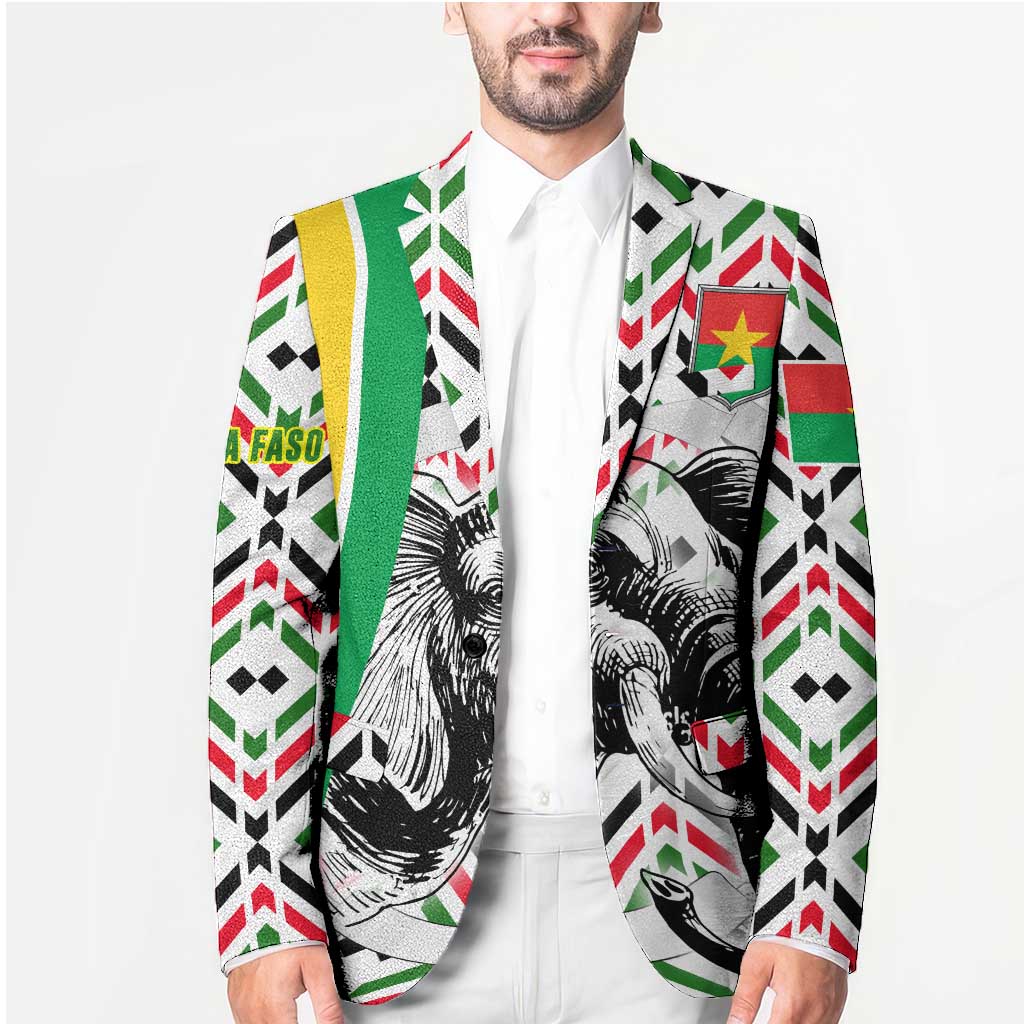 Burkina Faso Blazer with Red Green Black Geometric Design - Wonder Print Shop