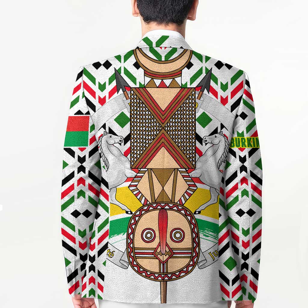 Burkina Faso Blazer with Red Green Black Geometric Design - Wonder Print Shop