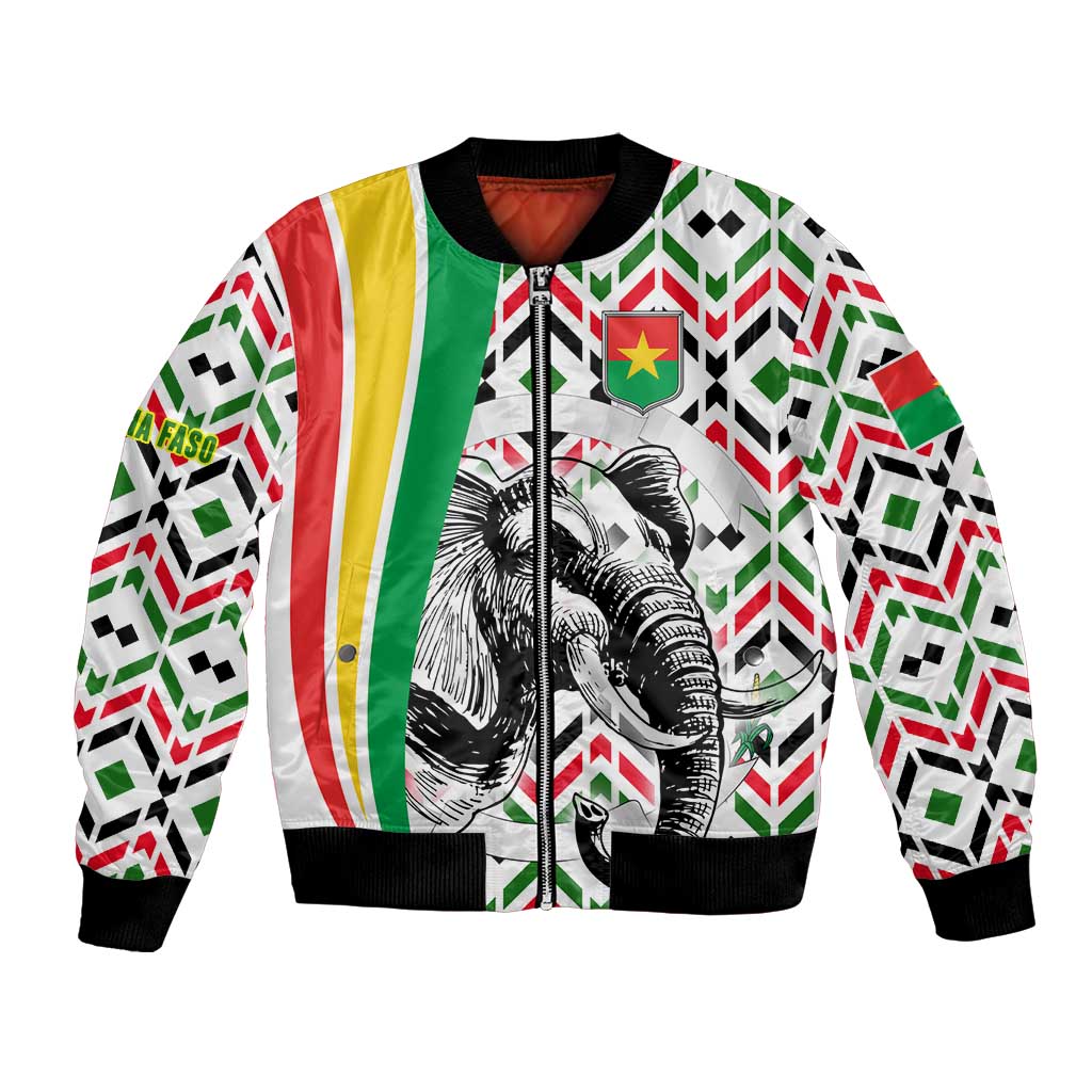 Burkina Faso Bomber Jacket with Red Green Black Geometric Design - Wonder Print Shop