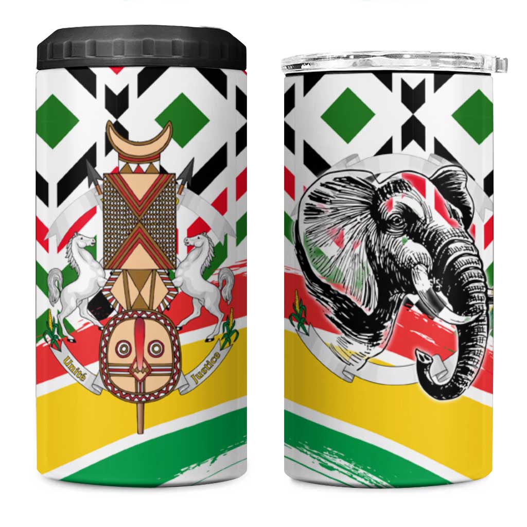 Burkina Faso 4 in 1 Can Cooler Tumbler with Red Green Black Geometric Design - Wonder Print Shop