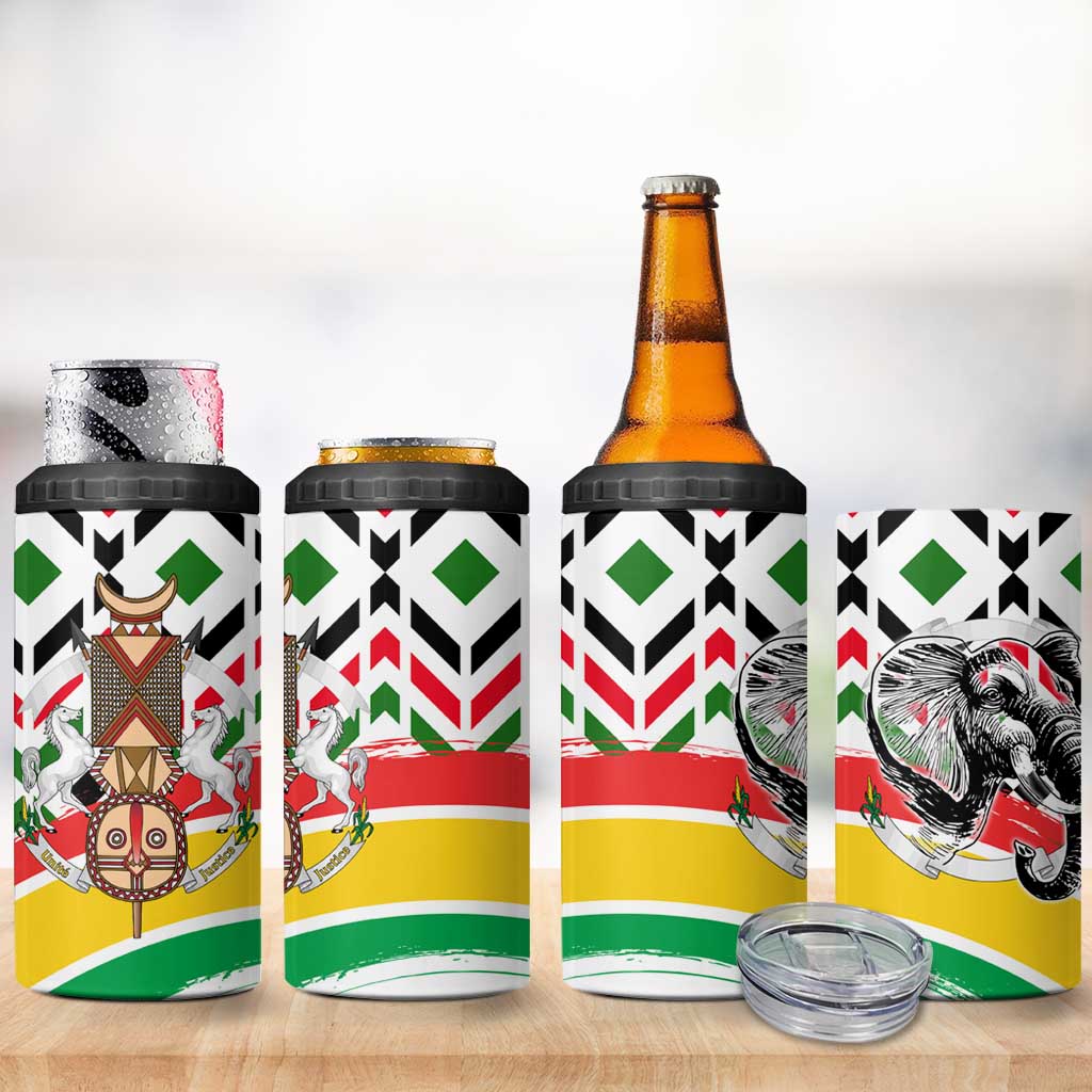 Burkina Faso 4 in 1 Can Cooler Tumbler with Red Green Black Geometric Design - Wonder Print Shop