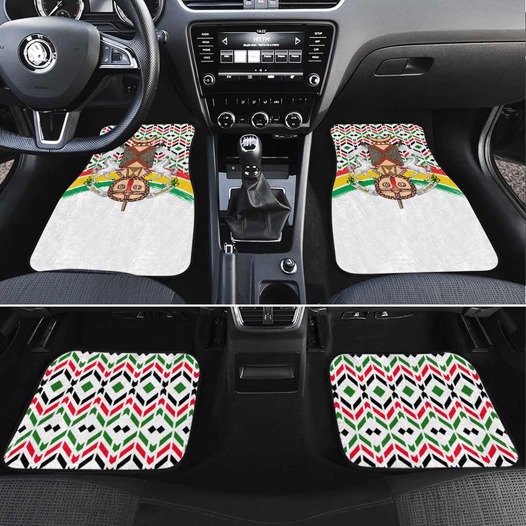 Burkina Faso Car Mats with Red Green Black Geometric Design - Wonder Print Shop