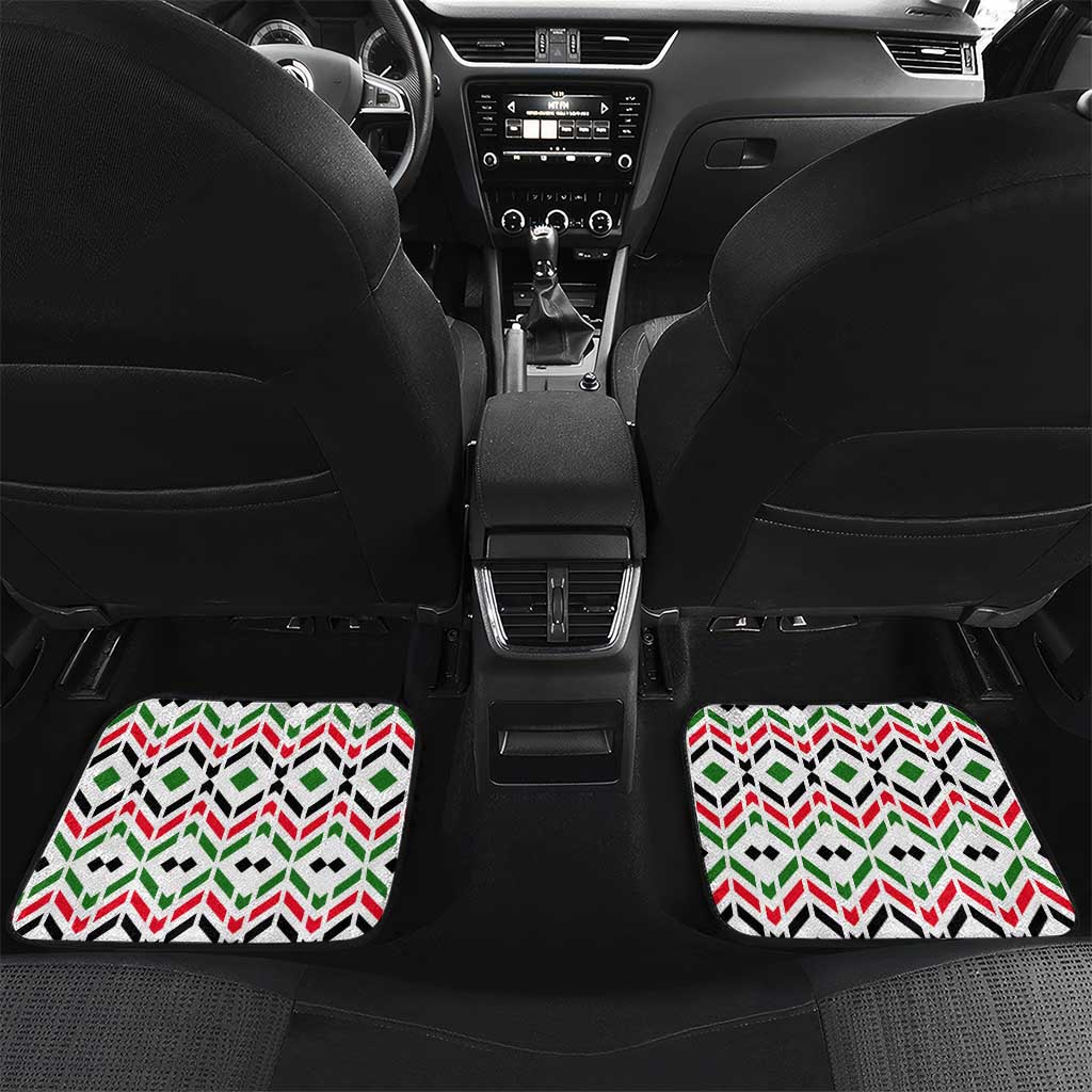 Burkina Faso Car Mats with Red Green Black Geometric Design - Wonder Print Shop