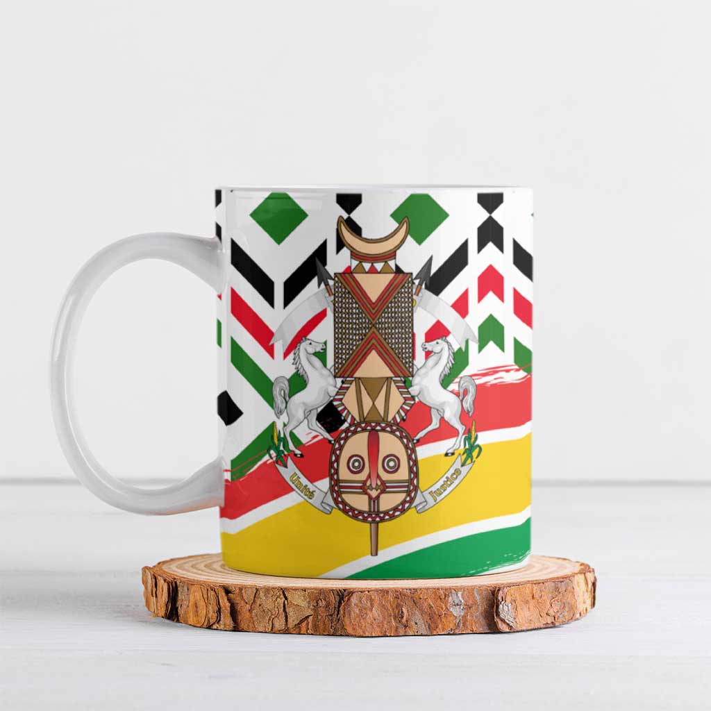 Burkina Faso Ceramic Mug with Red Green Black Geometric Design - Wonder Print Shop