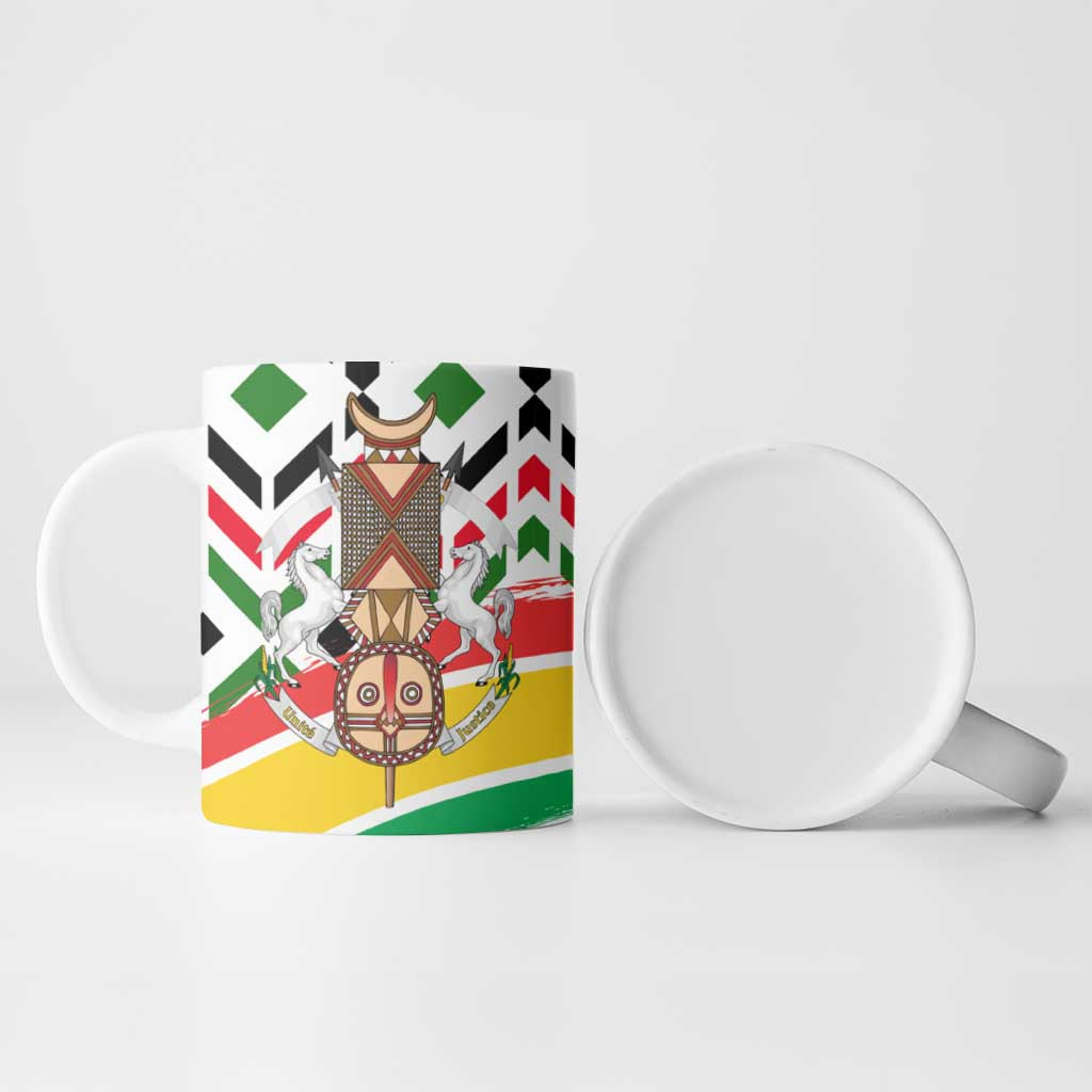 Burkina Faso Ceramic Mug with Red Green Black Geometric Design - Wonder Print Shop