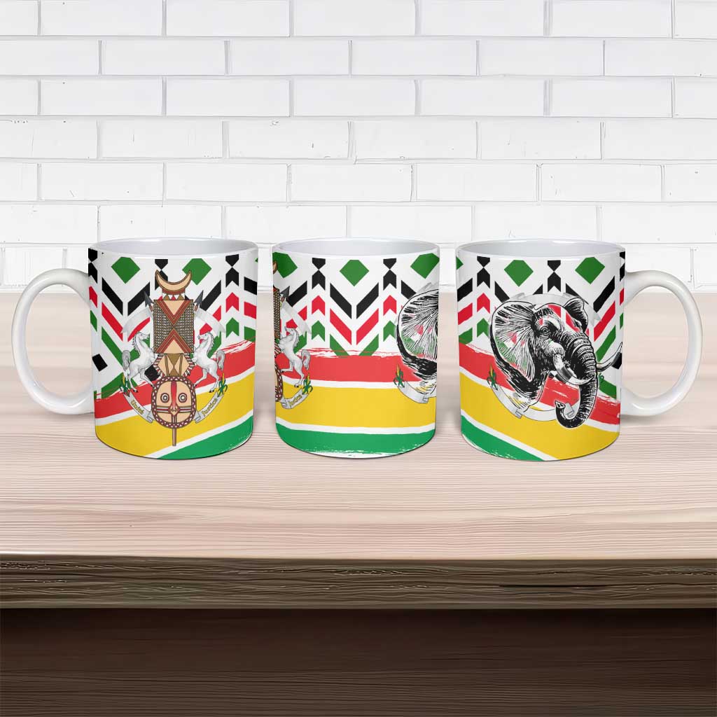 Burkina Faso Ceramic Mug with Red Green Black Geometric Design - Wonder Print Shop