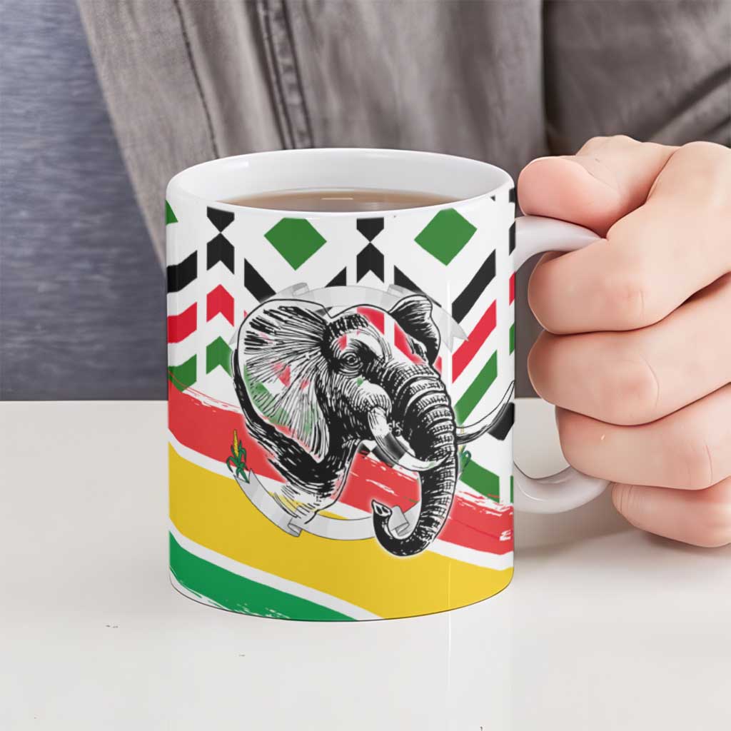 Burkina Faso Ceramic Mug with Red Green Black Geometric Design - Wonder Print Shop