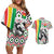 Burkina Faso Couples Matching Off Shoulder Short Dress and Hawaiian Shirt with Red Green Black Geometric Design - Wonder Print Shop