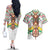 Burkina Faso Couples Matching Off The Shoulder Long Sleeve Dress and Hawaiian Shirt with Red Green Black Geometric Design - Wonder Print Shop